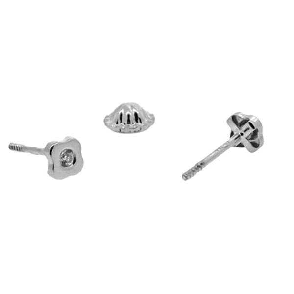 PENDIENTE FLOR ZIRCONITA ORO 1ª LEY