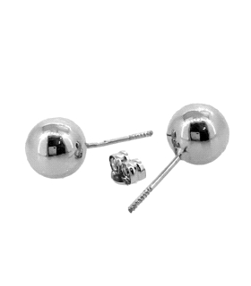 PENDIENTE BOLA ORO BLANCO 18 KTES. 7 MM