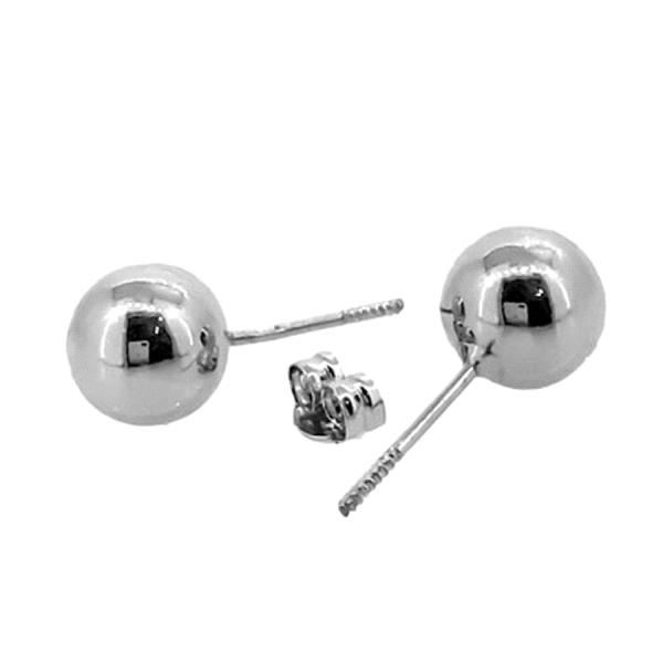 PENDIENTE BOLA ORO BLANCO 18 KTES. 7 MM