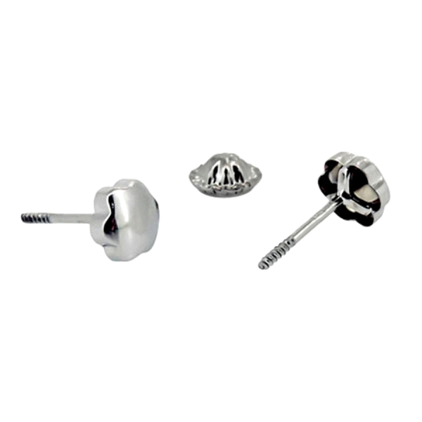 PENDIENTE FLOR ORO BLANCO 1ª LEY 5,5 MM