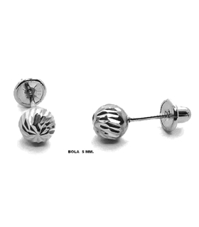 PENDIENTE BOLA ORO B. 1ª LEY 5 MM TALLAD