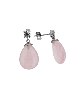 PENDIENTE NOVIA ORO BLANCO 1 ª LEY ROSA