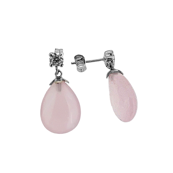 PENDIENTE NOVIA ORO BLANCO 1 ª LEY ROSA