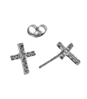 CRUZ PENDIENTE ORO BLANCO 1ª LEY 7,1X6MM