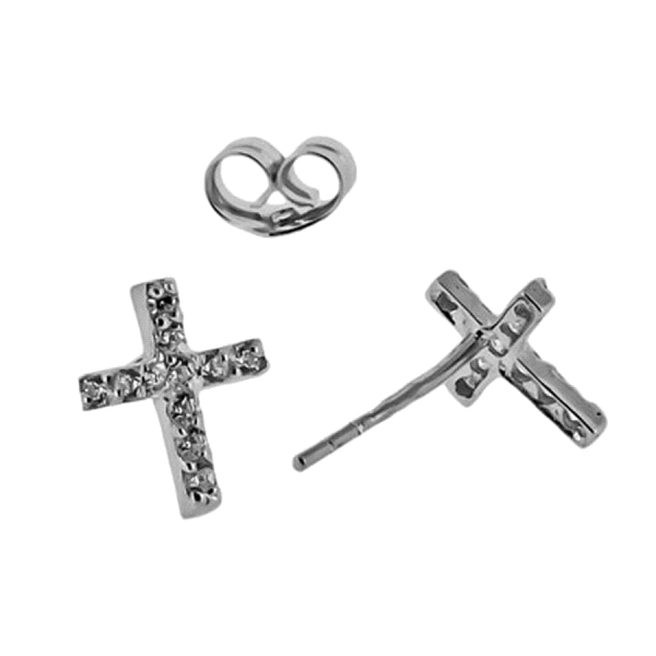 CRUZ PENDIENTE ORO BLANCO 1ª LEY 7,1X6MM