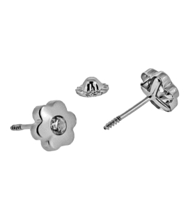 PENDIENTE FLOR ORO BLANCO 1ª LEY 7.5 MM