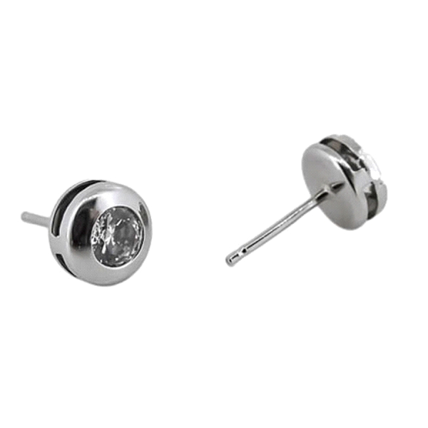 PENDIENTE CHATON ORO BLANCO 1ªLEY 6,5MM