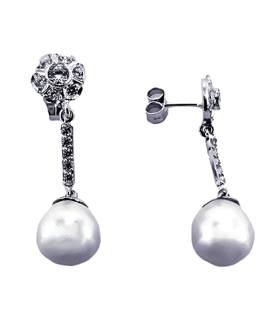 PENDIENTES NOVIA ORO BLANCO 1ª LEY PERLA