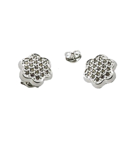 PENDIENTE FLOR ORO BLANCO 18 KTES 8 MM