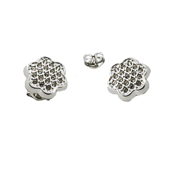 PENDIENTE FLOR ORO BLANCO 18 KTES 8 MM