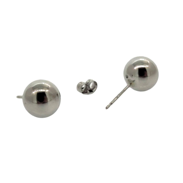 PENDIENTE BOLA ORO BLANCO 18 KTES. 8 MM.