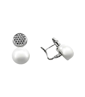 PENDIENTE PERLA ORO BLANCO 1ª LEY