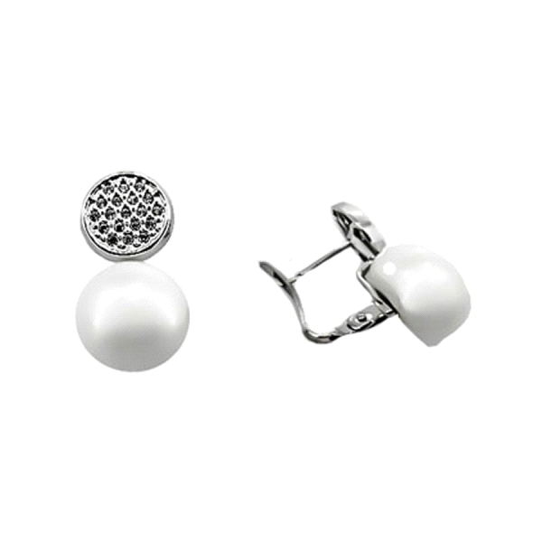 PENDIENTE PERLA ORO BLANCO 1ª LEY