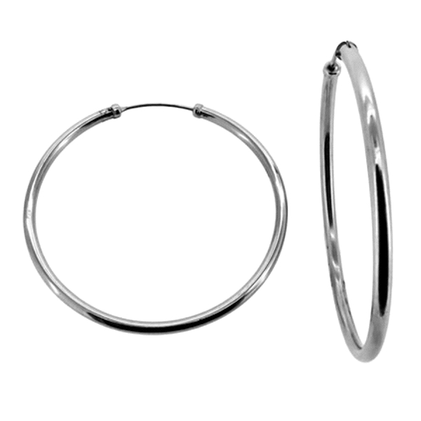 PENDIENTE AROS ORO BLANCO 1ª LEY 2 X 55