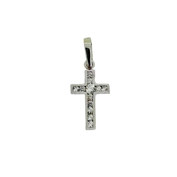 CRUZ CIRCONITAS ORO BLANCO 1ª LEY 15.5X8