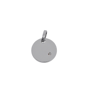 Colgante placa / Disco brillo brillante 0.01 CT.  juvenil / Diámetro 9.70 mm