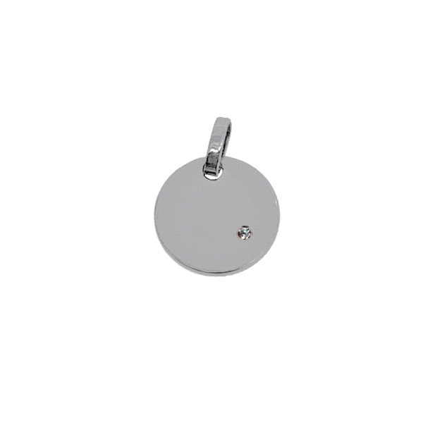 Colgante placa / Disco brillo brillante 0.01 CT.  juvenil / Diámetro 9.70 mm