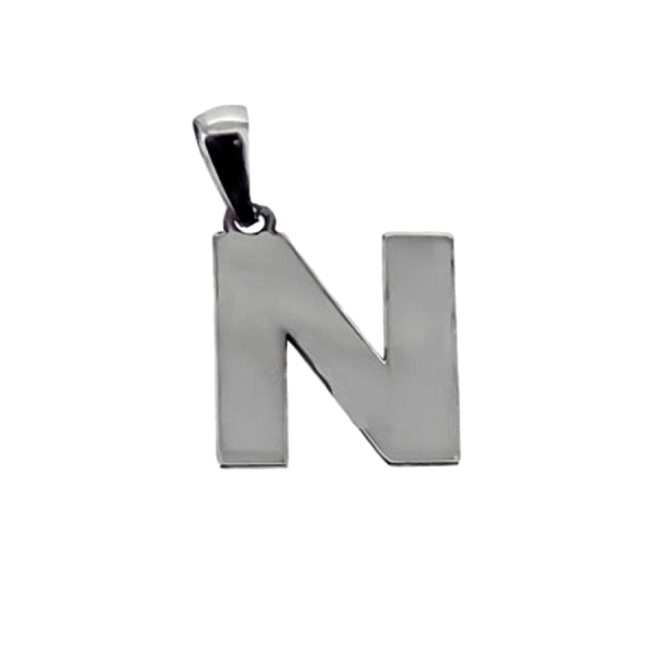 LETRA N COLGANTE ORO BLANCO 1ª LEY