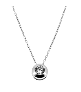 COLLAR PUNTO DE LUZ CHATON ORO BLANCO 18