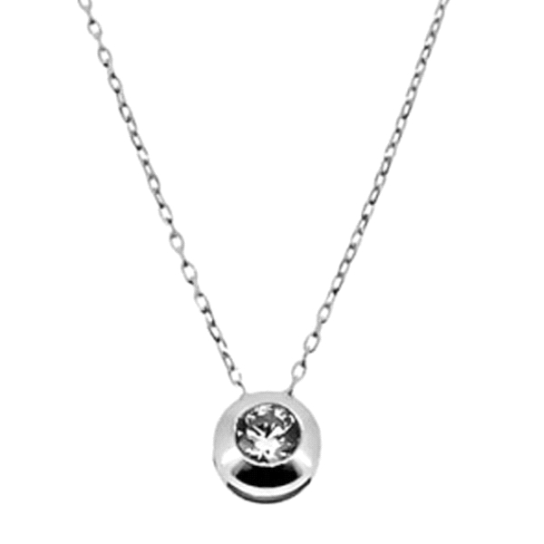 COLLAR PUNTO DE LUZ CHATON ORO BLANCO 18