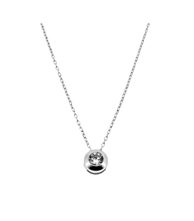 COLLAR PUNTO DE LUZ CHATON ORO BLANCO 18