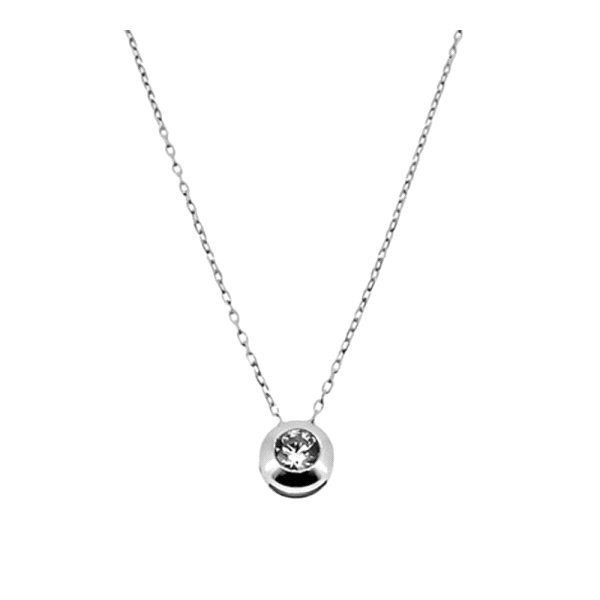 COLLAR PUNTO DE LUZ CHATON ORO BLANCO 18