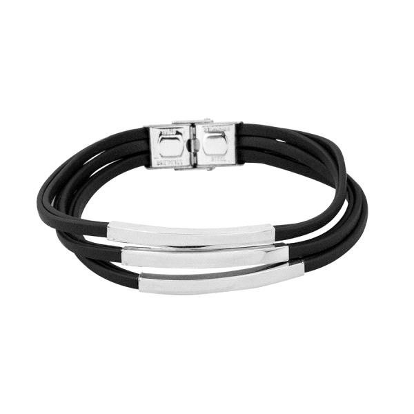 PULSERA ACERO HOMBRE NEGRA 21 CM