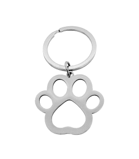 LLAVERO  HUELLA PERRO ACERO 30 X 34 MM.