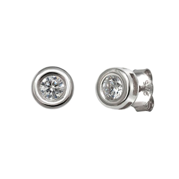 PENDIENTE CHATON UNISEX PLATA 1ª LEY 3                                                              