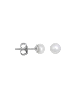 PENDIENTE PERLA BOTON PLATA 1ª LEY 5 MM                                                             