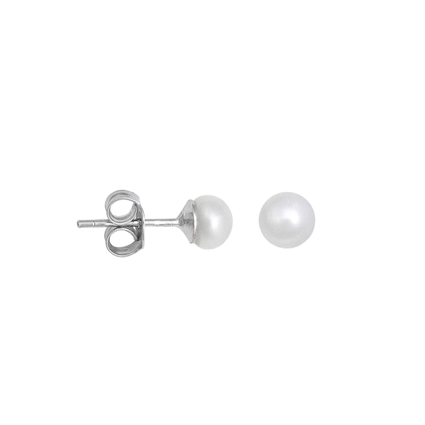 PENDIENTE PERLA BOTON PLATA 1ª LEY 5 MM                                                             