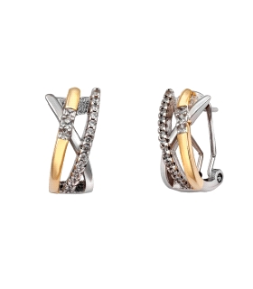 PENDIENTES OMEGA BICOLOR PLATA 1ª LEY 17                                                            