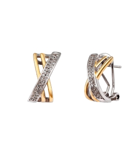 PENDIENTES OMEGA BICOLOR PLATA 1ª LEY 15                                                            