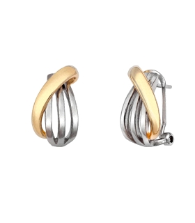 PENDIENTES OMEGA BICOLOR PLATA 1ª LEY 16                                                            