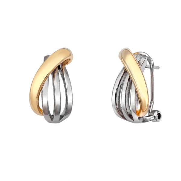 PENDIENTES OMEGA BICOLOR PLATA 1ª LEY 16                                                            