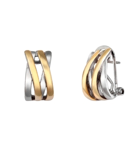 PENDIENTES OMEGA BICOLOR PLATA 1ª LEY 15                                                            