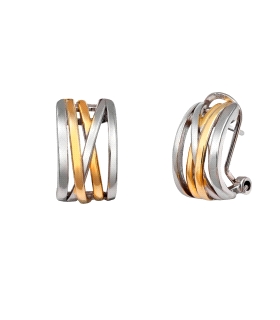 PENDIENTES OMEGA BICOLOR PLATA 1ª LEY 15                                                            