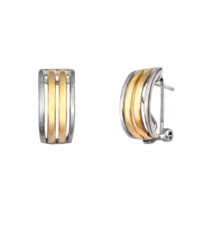 PENDIENTES OMEGA BICOLOR PLATA 1ª LEY 16                                                            