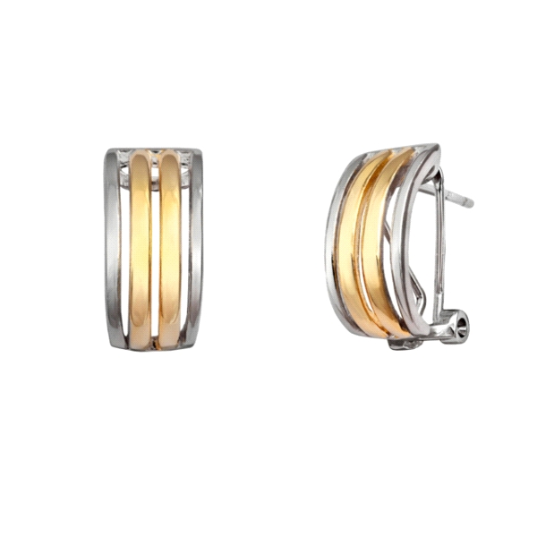 PENDIENTES OMEGA BICOLOR PLATA 1ª LEY 16                                                            
