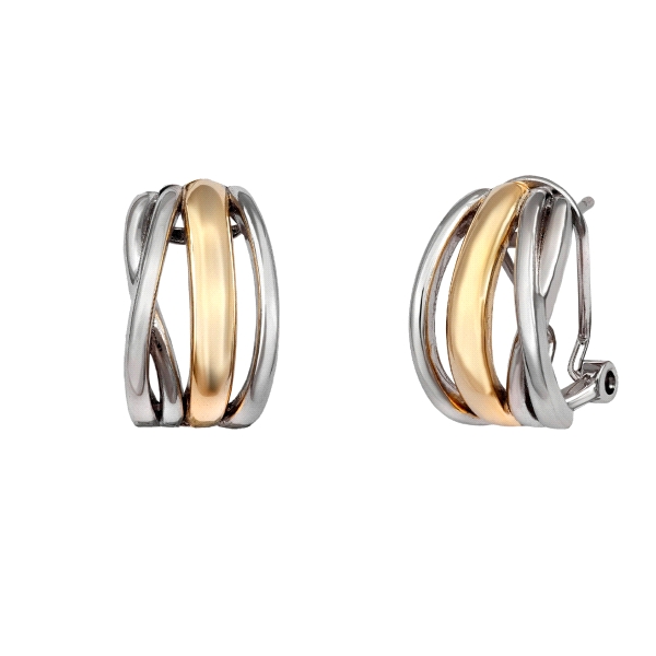 PENDIENTES OMEGA BICOLOR PLATA 1ª LEY 15                                                            