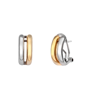 PENDIENTES OMEGA BICOLOR PLATA 1ª LEY 16                                                            