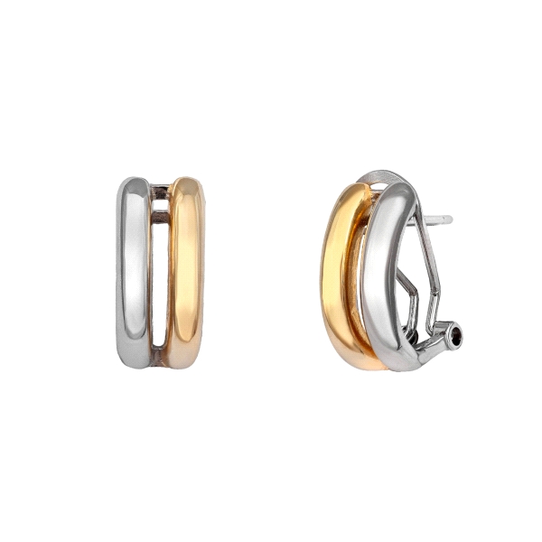 PENDIENTES OMEGA BICOLOR PLATA 1ª LEY 16                                                            