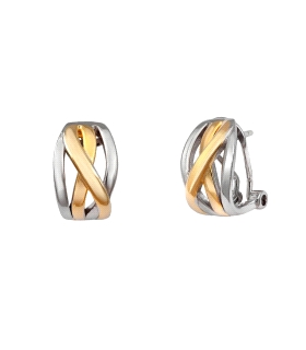 PENDIENTES OMEGA BICOLOR PLATA 1ª LEY 17                                                            