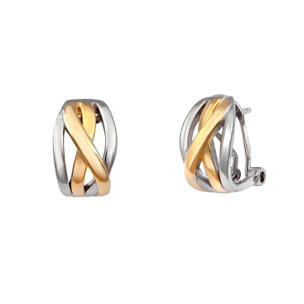 PENDIENTES OMEGA BICOLOR PLATA 1ª LEY 17                                                            