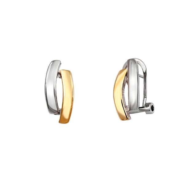 PENDIENTES OMEGA BICOLOR PLATA 1ª LEY 15                                                            
