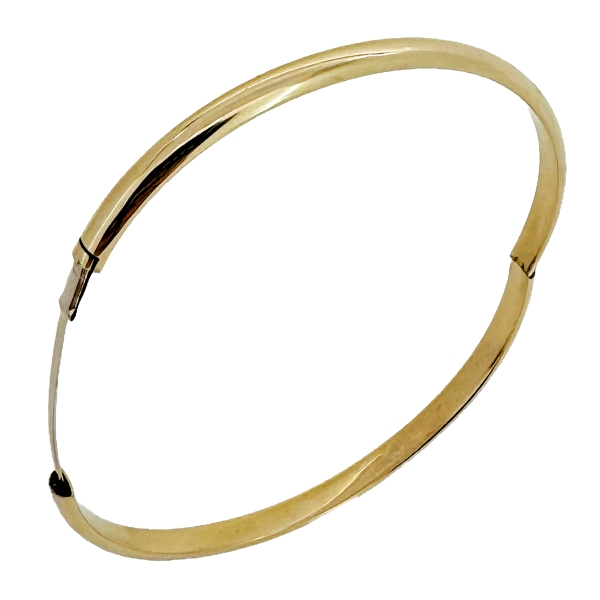 PULSERA RIGIDA MEDIA CAÑA BRILLO ORO 18 KTES. 4 X 55 X 60 MM.
