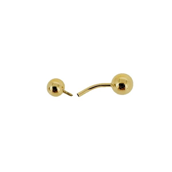PIERCING OMBLIGO BOLAS BRILLO ORO 18 KTES 20 MM.