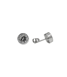 PENDIENTES CHATON PLATA 1ª LEY 8.50 MM .