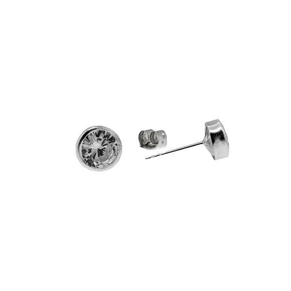 PENDIENTE CHATON PLATA 1ª LEY 6.60 MM.