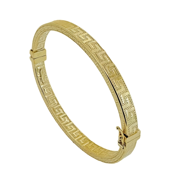 PULSERA RIGIDA GRECA  PLATA 1ª LEY CHAPA                                                            